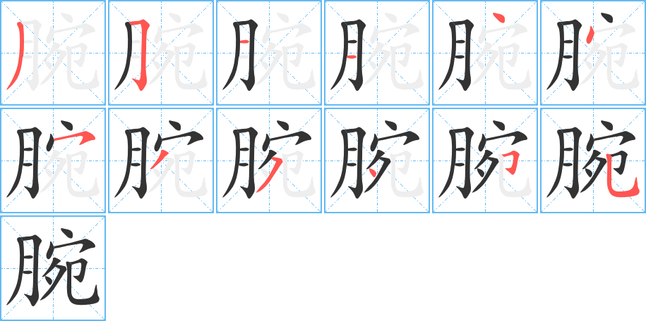 腕的筆順筆畫